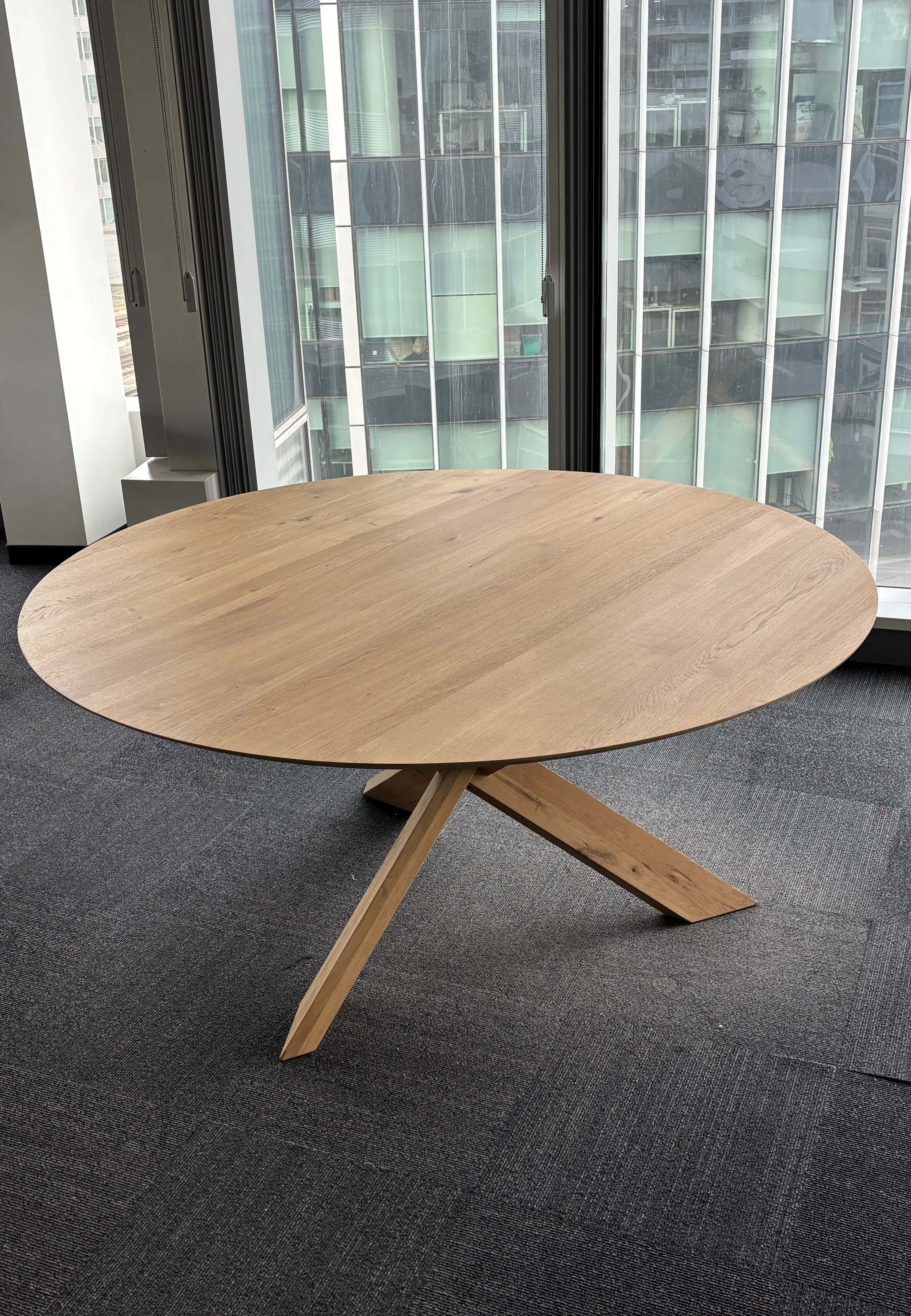 Ethnicraft Mikado 160cm Circle Round Dining Table Solid Oak, Crossed Central Base product image