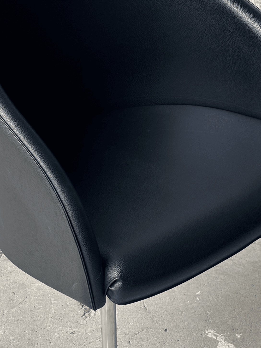 Kastel Kameo Black Leather Accent Chair with Chrome Legs