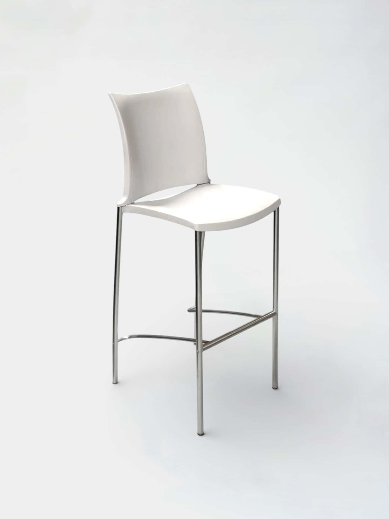 Kusch+Co White high bar chair on chromed frame and footrest product image