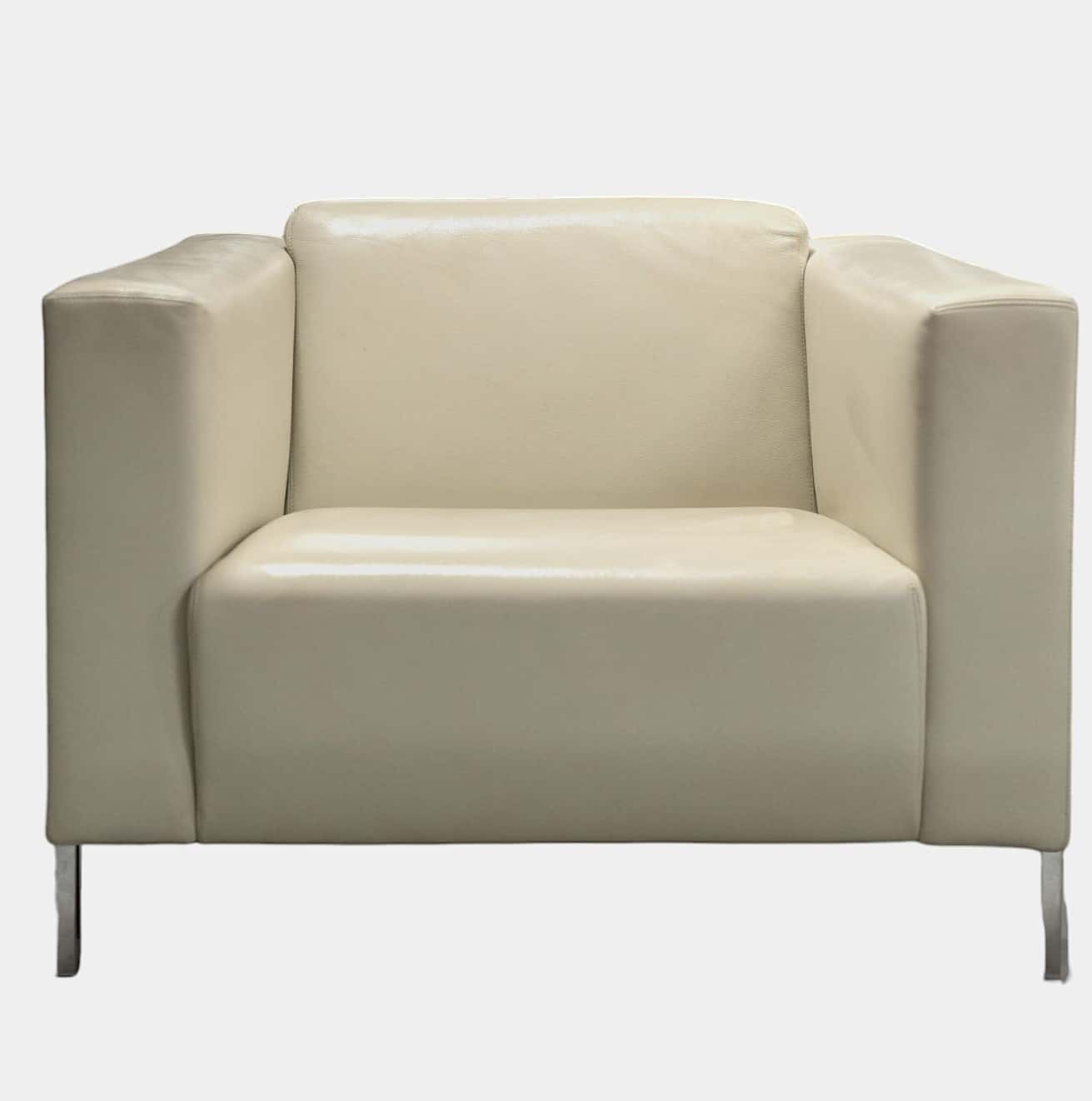 Moroso White Cream leather couch design with aluminum legs product image