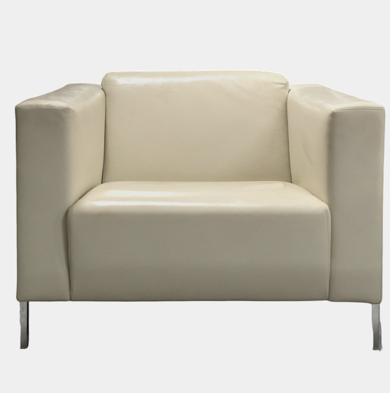 Moroso witte crèmeleren bank met aluminium poten-0