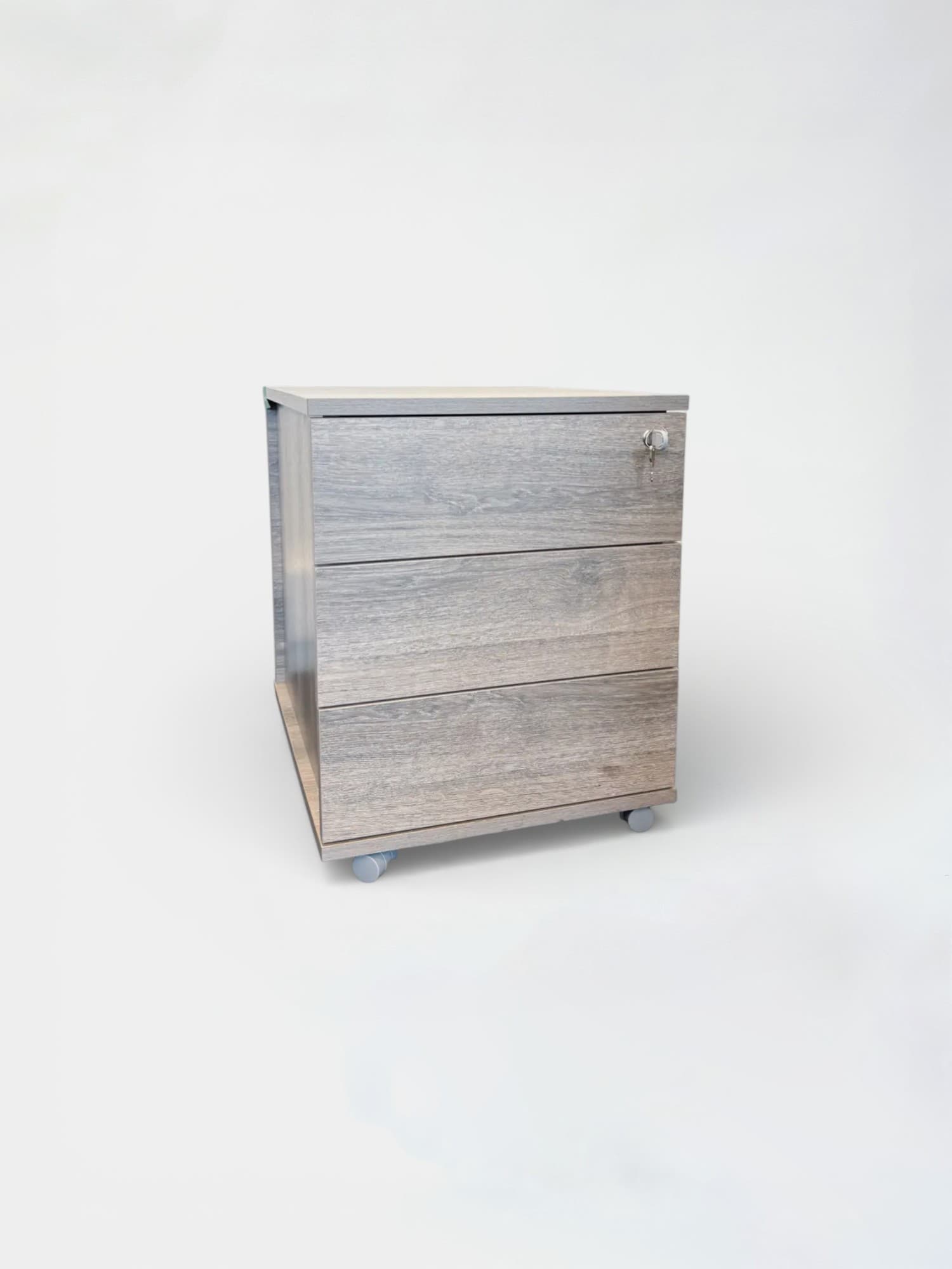 Licht eiken WoodEffect verrijdbaar ladekastje met slot en wielen