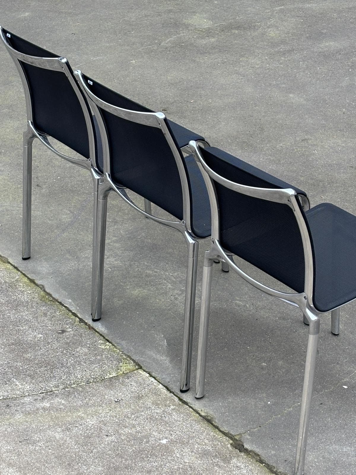 Alias small black Mesh meeting Chair with Chrome Frame