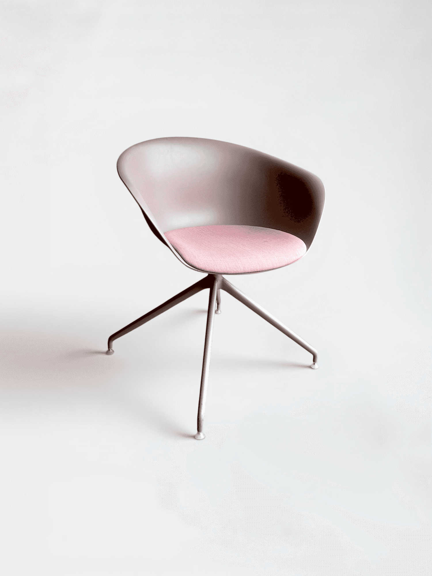 Arper Armchair in Grey Plastic with Salmon Fabric Seats product image