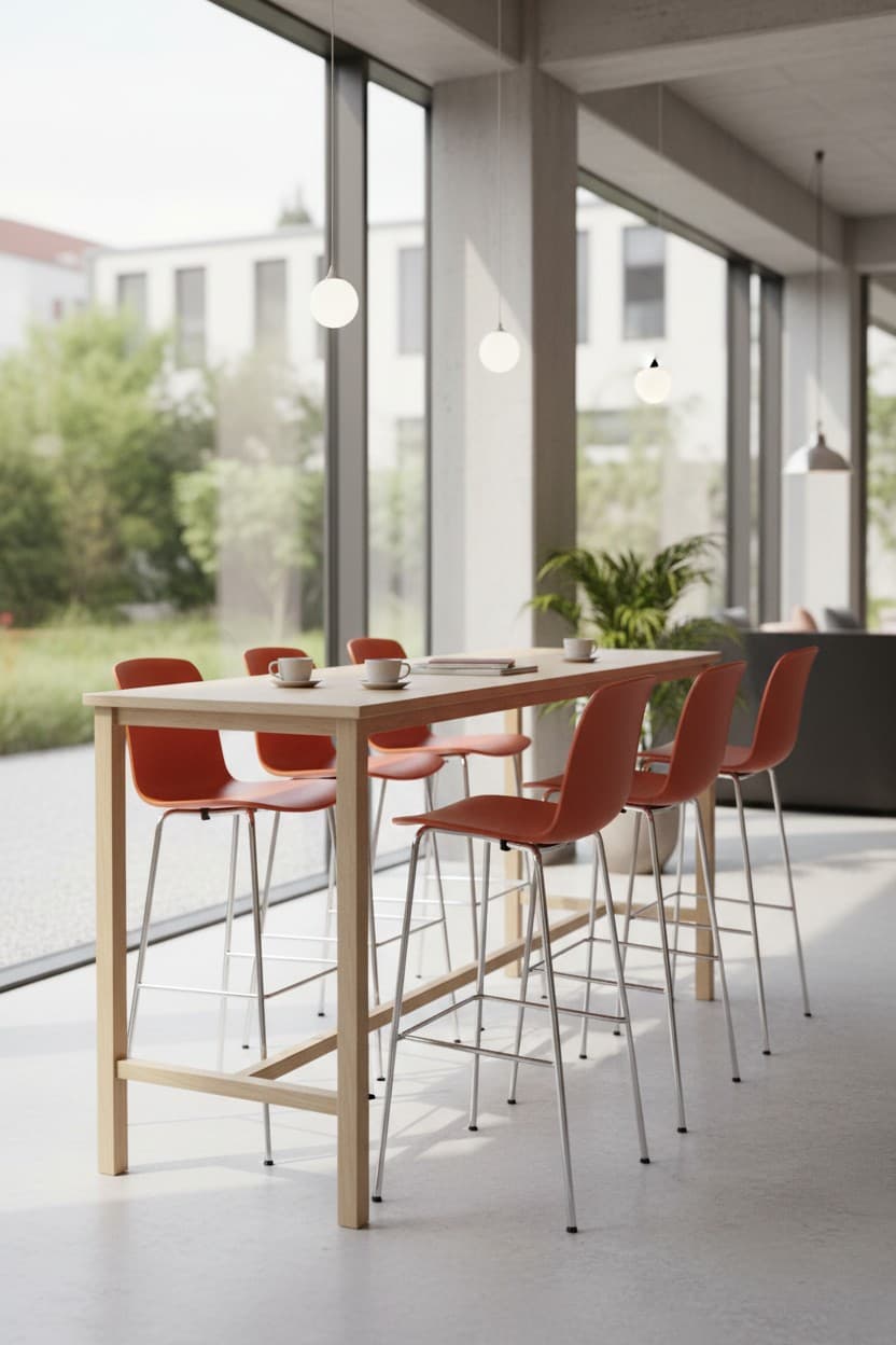 Vitra Orange High chair with metallic legs-1