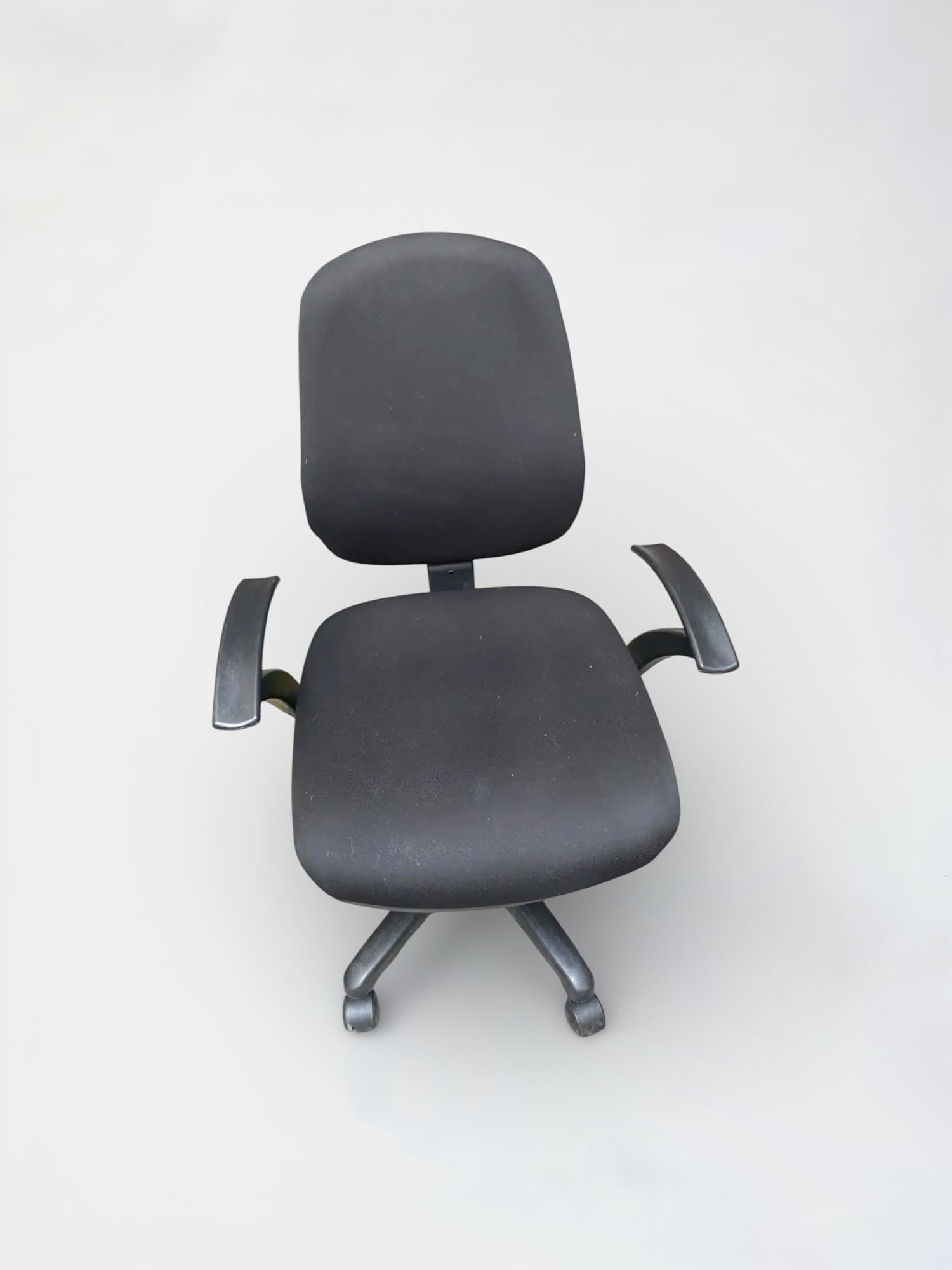 Adjustable height and back black office chair on wheels