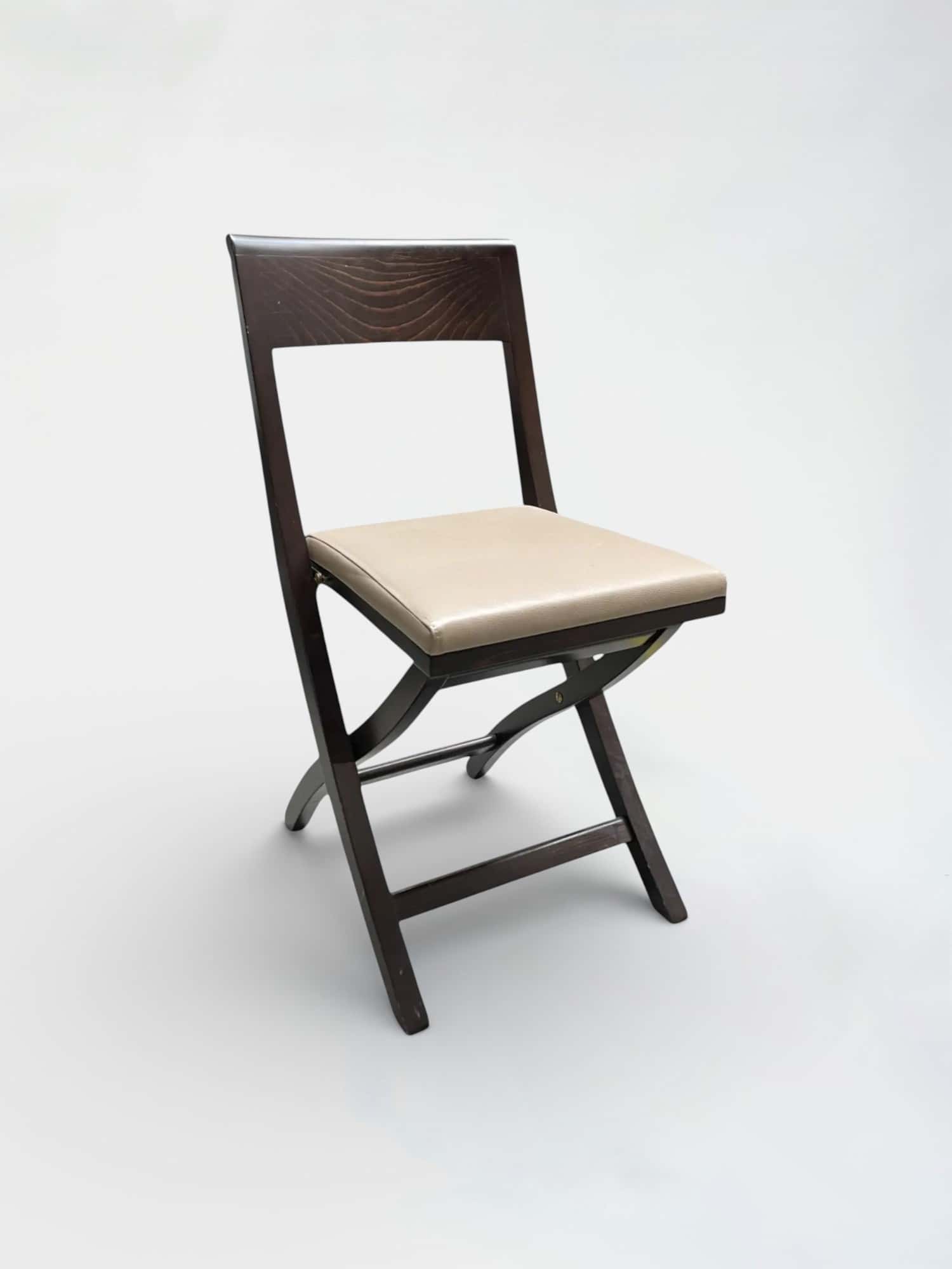 Dark Brown Wooden Chair with Beige Cushion product image