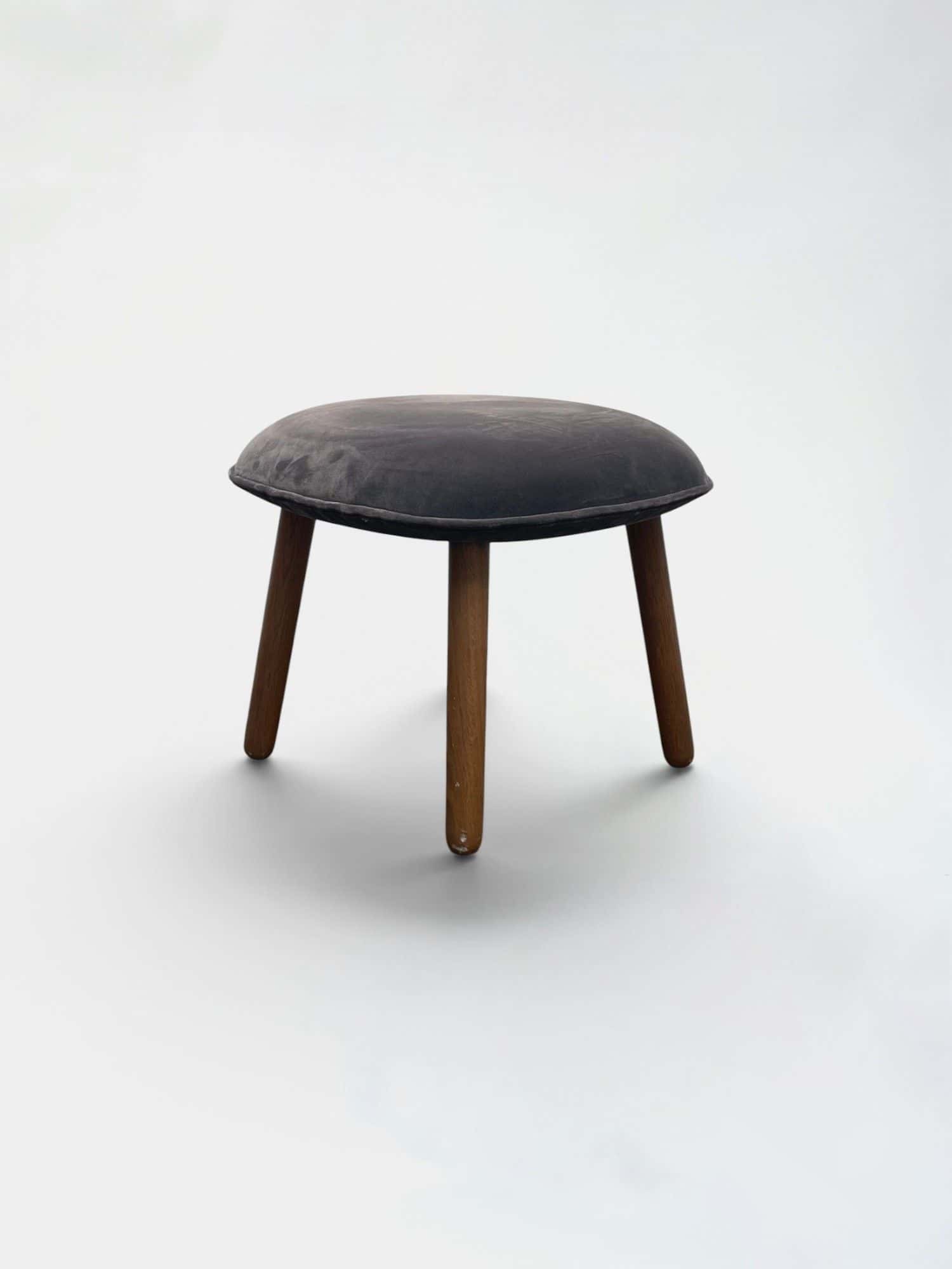 Normann Gray Brown Wood Fabric Stool product image