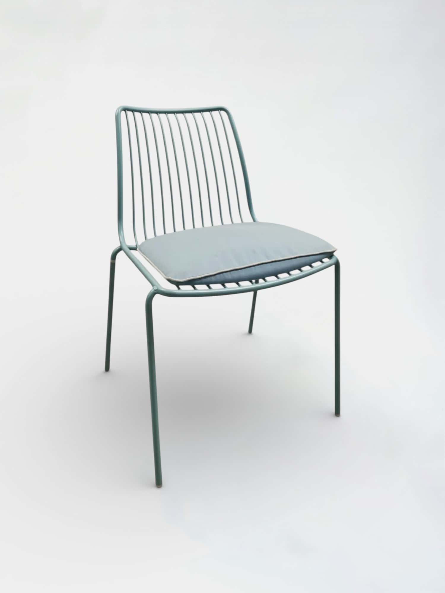 Pedrali Nolita Mint Green Metal Stackable Dining Chair with Cushioned Seat product image