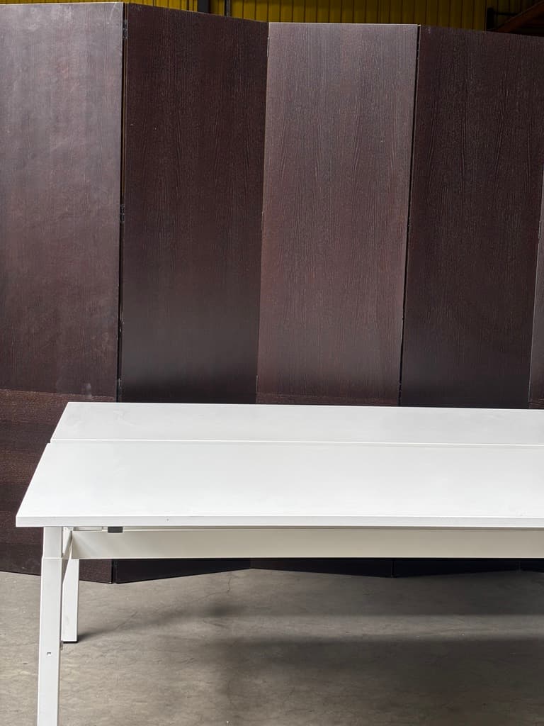 180x160cm Banc blanc bureau duo sans séparateur